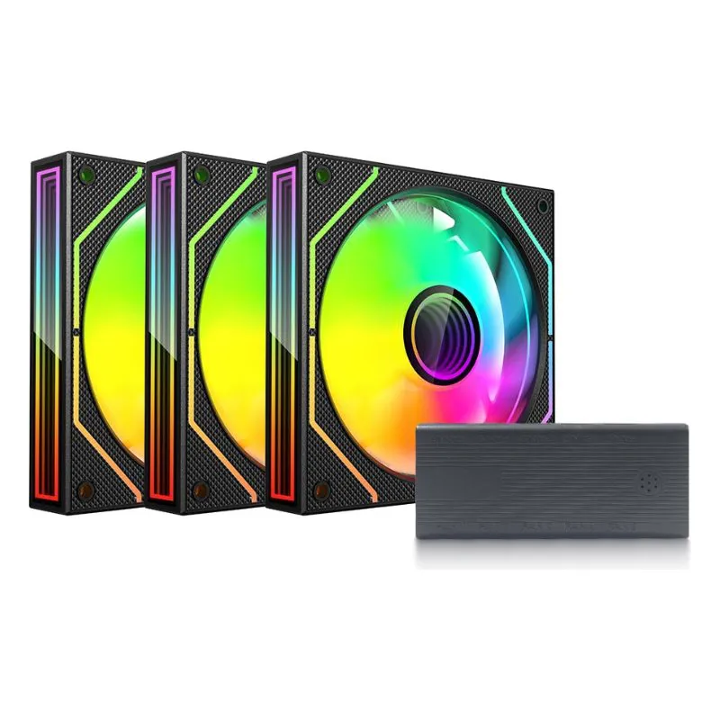 Kit Cooler Fan ARGB 120mm, C3Tech com 3 Fans, Controladora e Controle Remoto, Preto - F9-L660BKRGB