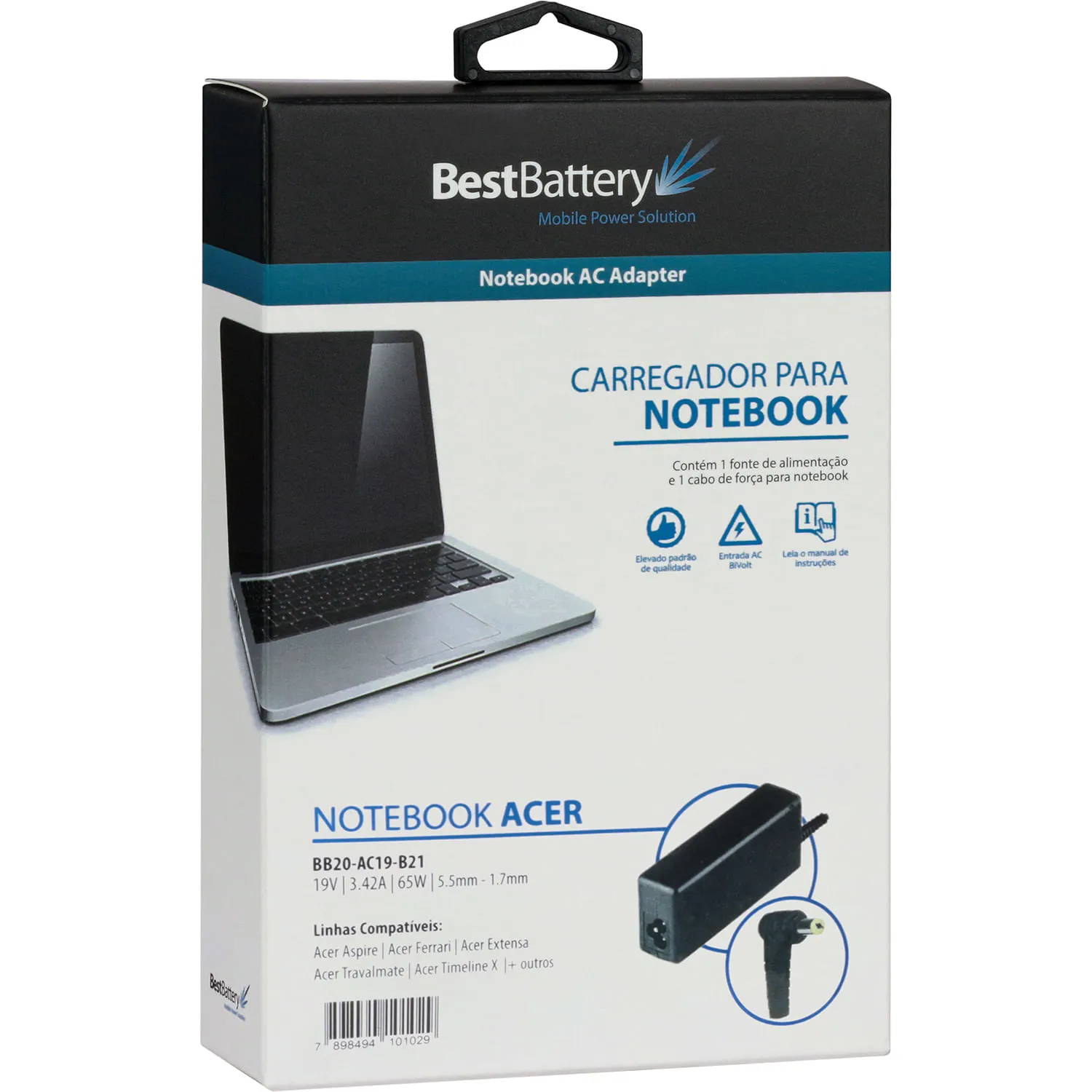 fonte para notebook Acer - BB20-AC19-C21, 19V/ 4.74A/ 90W/ 5.5mm- 1.7mm