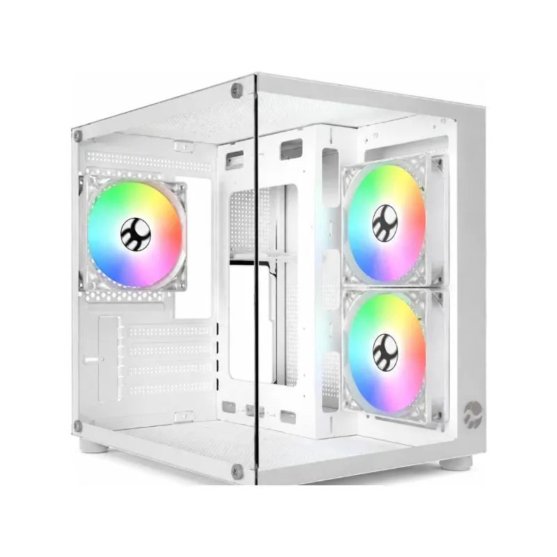 Gabinete Gamer Bluecase Pure Pro BG-064 Branco Dual Chamber Vidro Temperado com 3 Fans