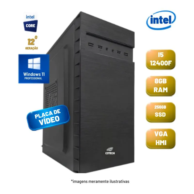 Computador Intel Core i5-12400F 8GB DDR4 SSD 256GB GeForce G210 1GB Windows 11 Pro